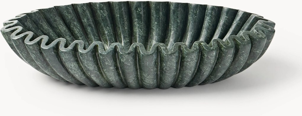 Taça decorativa oval artesanal em mármore Santorini, L 35 cm