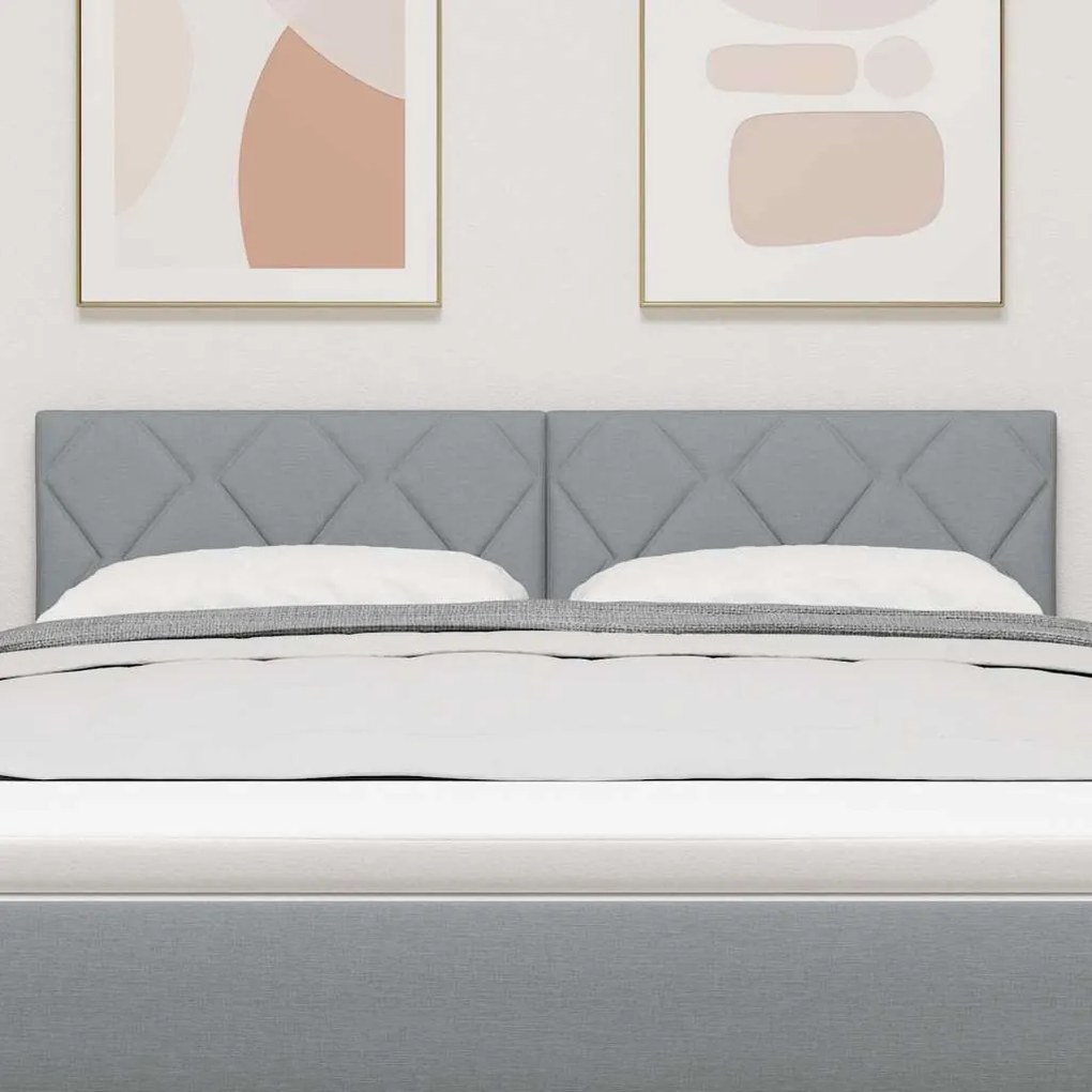 Cabeceira Design Blocos de Diamante Cinza Claro, 144 cm, em Tecido