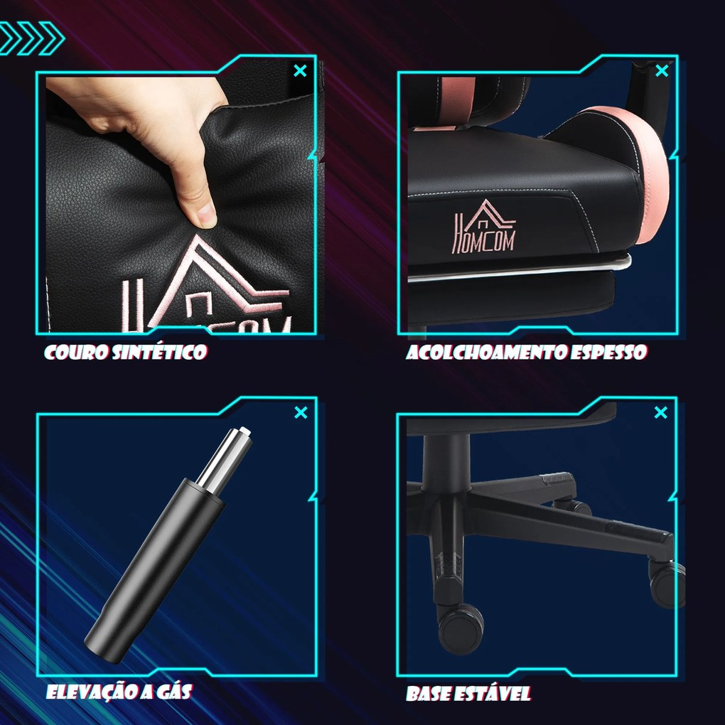 Cadeira Gaming com Orelhas Cadeira Gamer Reclinável com Altura Ajustáv