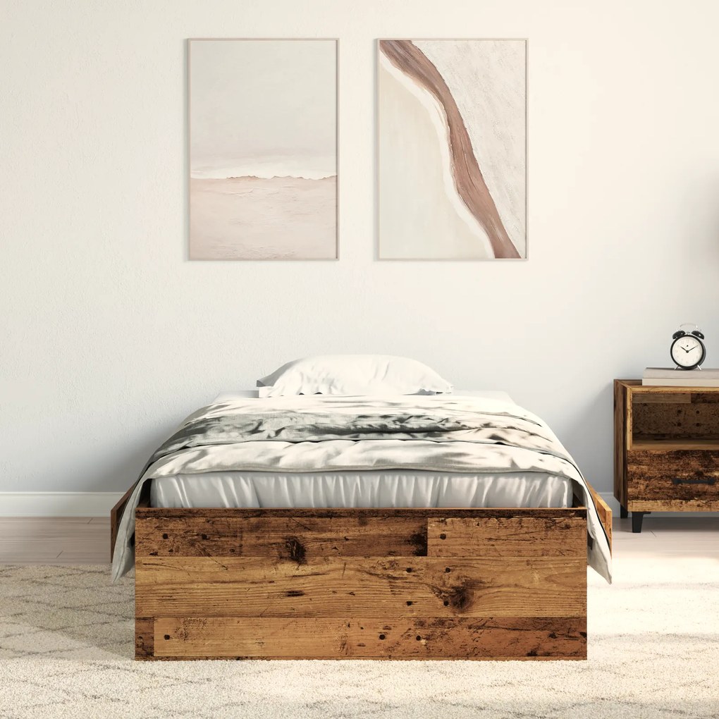 Estrutura de Cama vidaXL Madeira Velha 90x190 cm Madeira Derivada