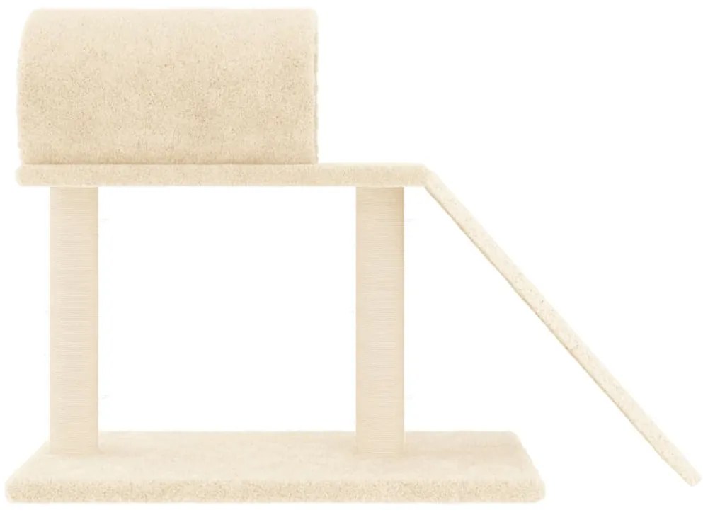 Postes arranhadores p/ gatos c/ túnel e escada 55,5 cm creme