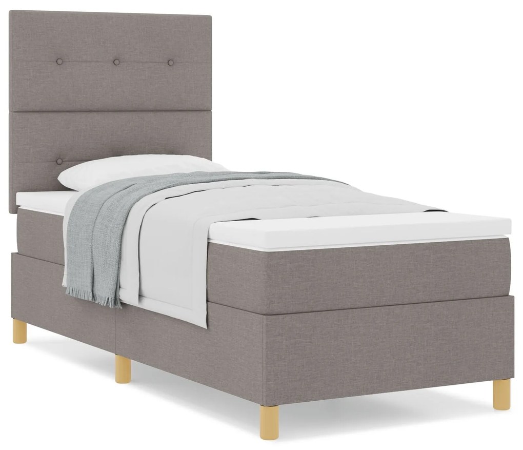 Cama Box com Colchão Taupe 100x200 cm Tecido