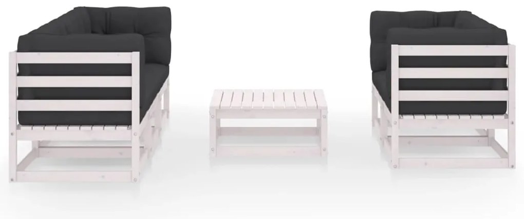 6 pcs conjunto lounge de jardim com almofadões pinho maciço