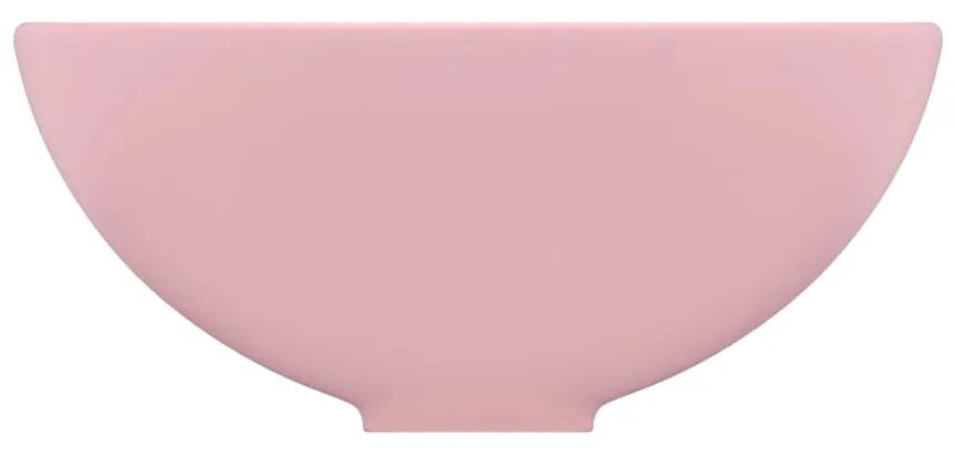 Lavatório WC luxuoso redondo 32,5x14cm cerâmica rosa mate