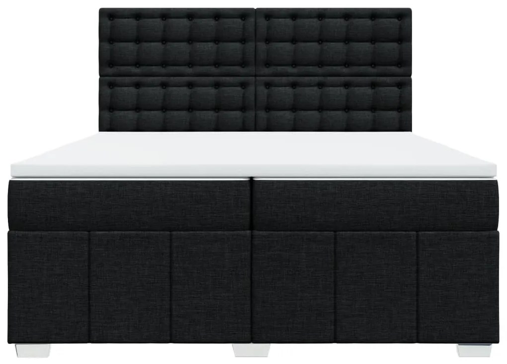 Cama com molas/colchão 200x200 cm tecido preto