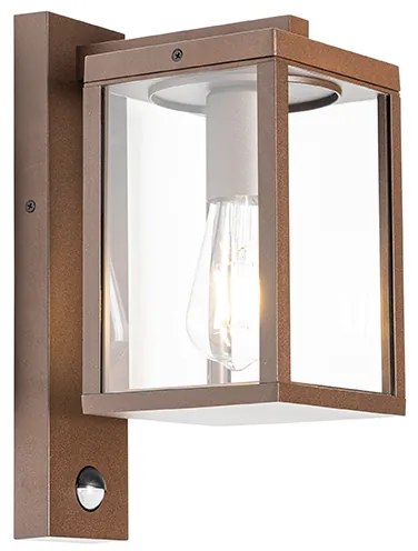Lanterna de parede externa marrom ferrugem com sensor de movimento IP44 - Charlois Industrial