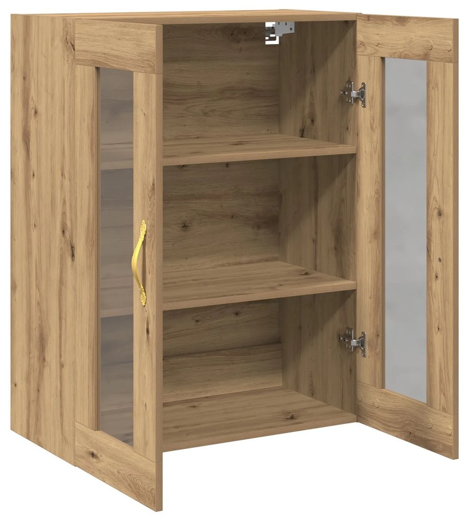 Armário de Parede com Portas de Vidro em Carvalho Artisan 69,5x34x90 c