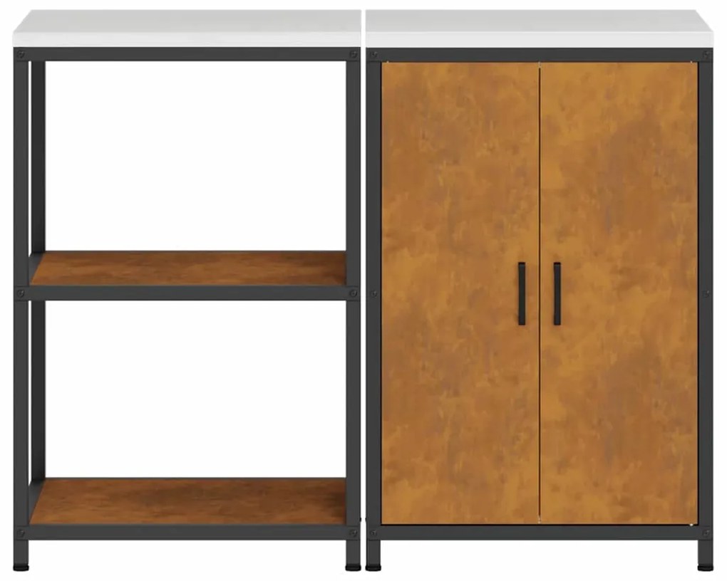 Conjunto de Armazenamento de Cozinha 2 pcs Ferro Enferrujado