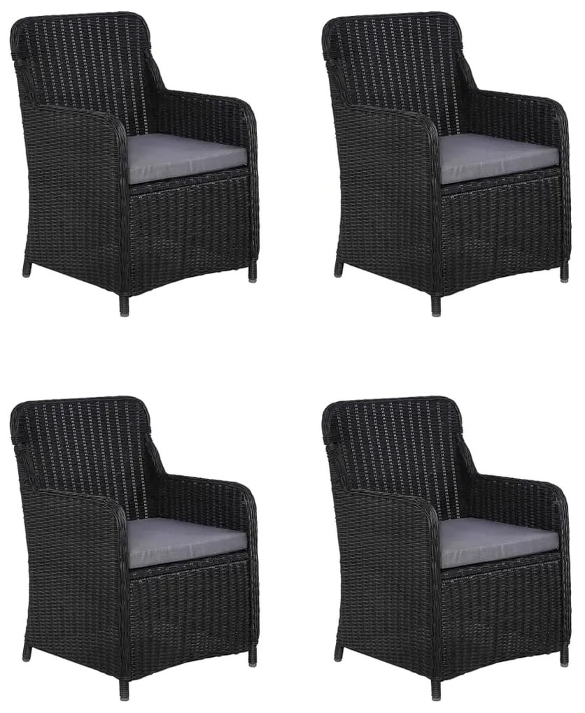 5 pcs conjunto de jantar para jardim preto
