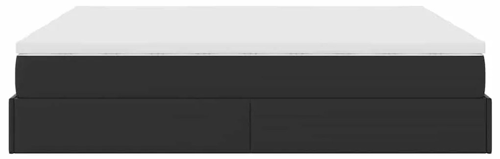Estrutura de cama otomana com colchões pele artificial preta