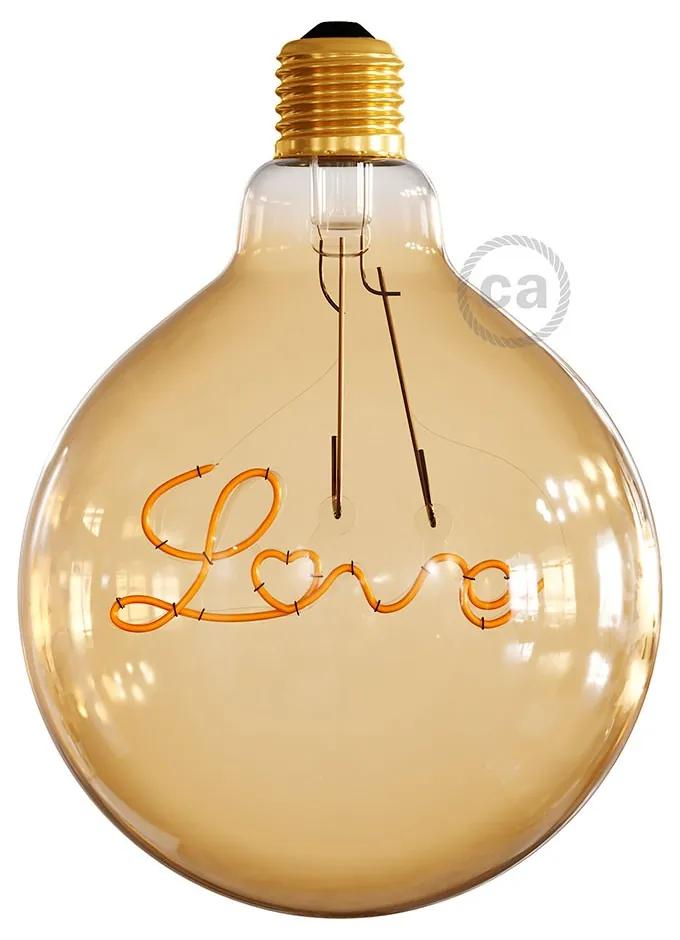 LED Golden Light Bulb for pendant lamp - Globe G125 Single Filament “Love” - 5W E27 Decorative Vintage 2000K