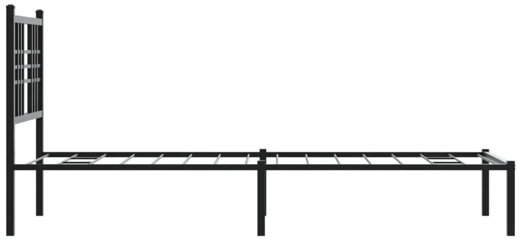 Estrutura de cama com cabeceira 75x190 cm metal preto