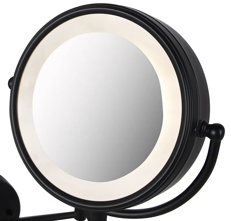 Espelho de parede design preto com LED ajustável IP44 com puxador - Vicino Moderno