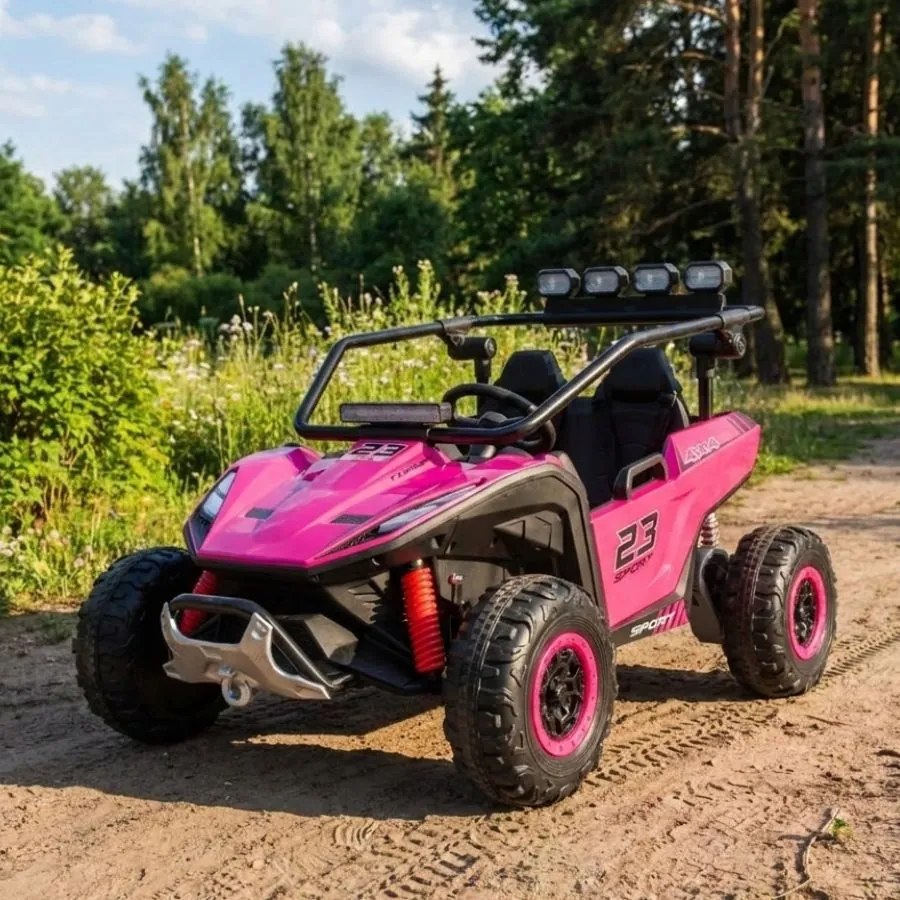 Buggy elétrico para Crianças 24V, 4x200W, 2 lugares TURBO 23, Rodas Espuma EVA, Assento Couro ecológico Rosa