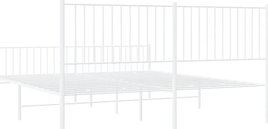 Estrutura de cama com cabeceira e pés 183x213 cm metal branco