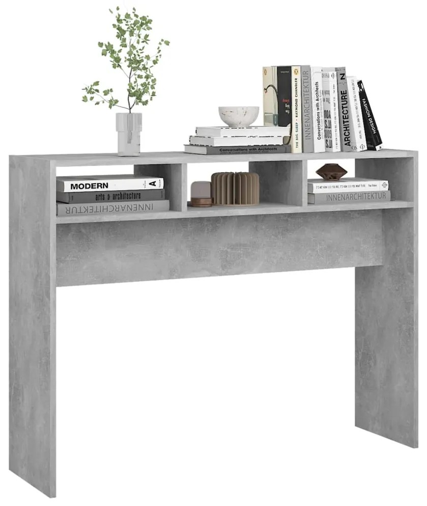 Mesa consola 105x30x80 cm derivados de madeira cinzento cimento