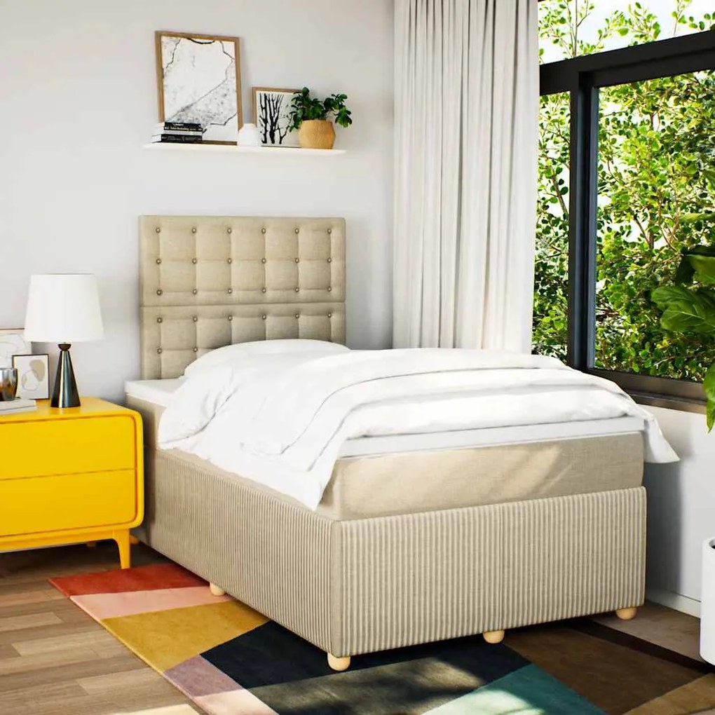 Cama com molas/colchão 120x200 cm tecido cor creme