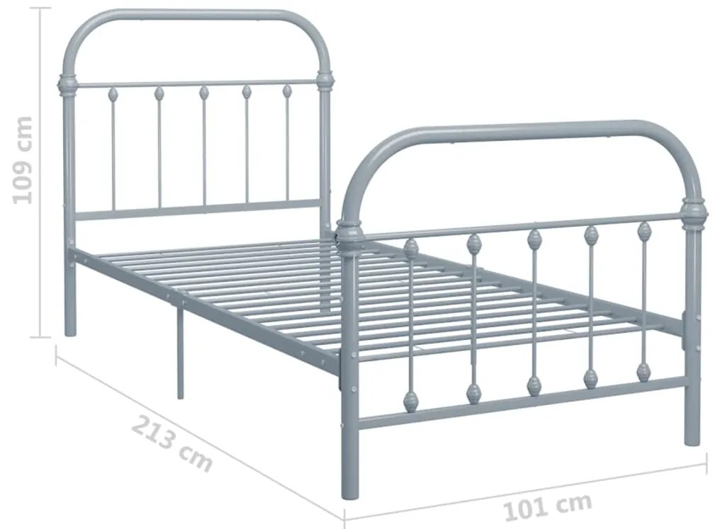 Estrutura de cama 90x200 cm metal cinzento