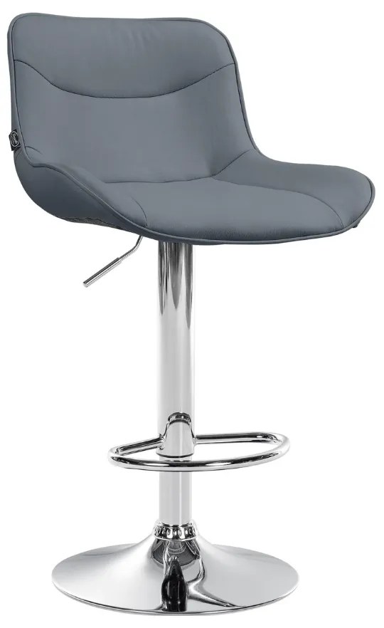 Banco alto em couro sintético com estrutura prateada 85-106 x 49 x 51 cm cinzento