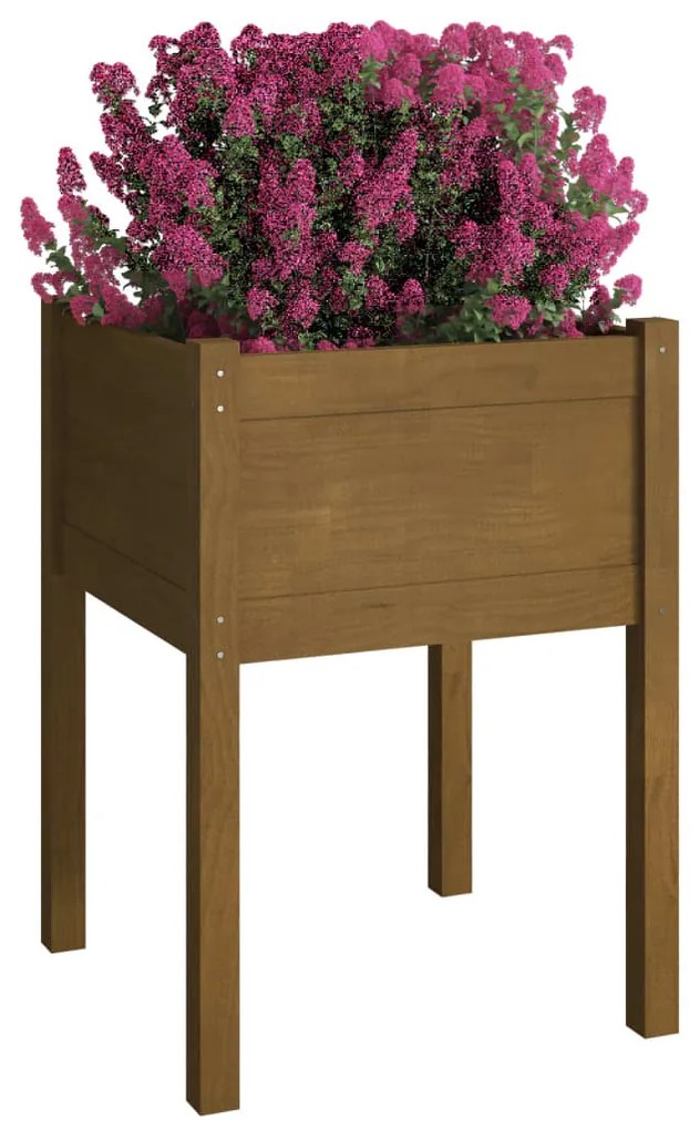 Vaso/floreira jardim 2 pcs 50x50x70cm pinho maciço castanho mel