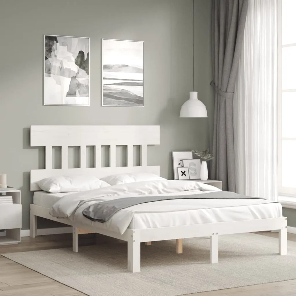 vidaXL Cama sem colchão 140x190 cm madeira de pinho maciça branco