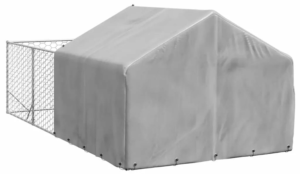 Canil exterior para cães com corredor 4x2x1,5 m aço galvanizado