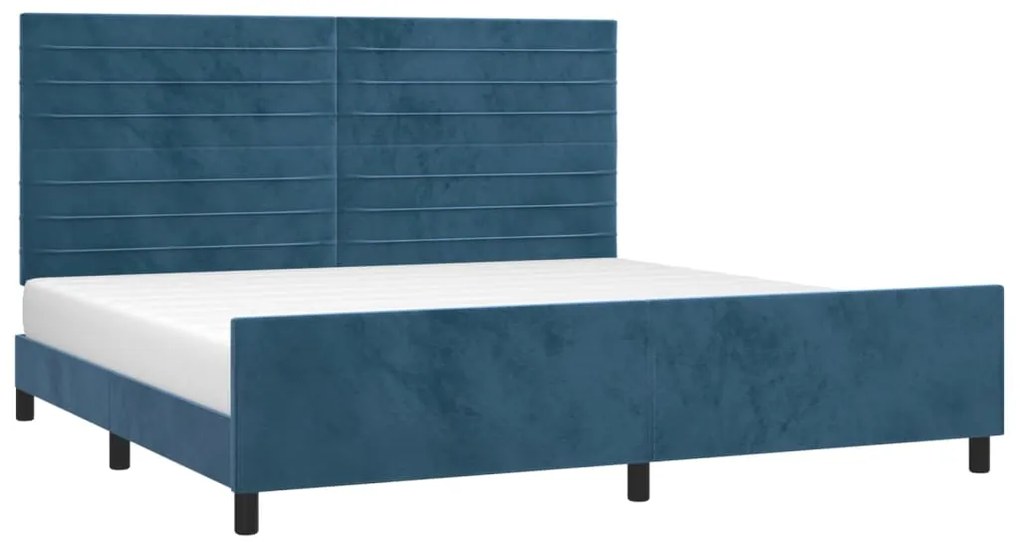 Estrutura de cama sem colchão 200x200 cm veludo azul-escuro