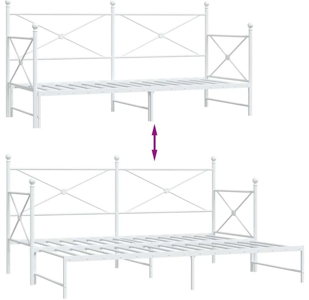 Cama de dia com gavetão sem colchão 80x200 cm aço branco