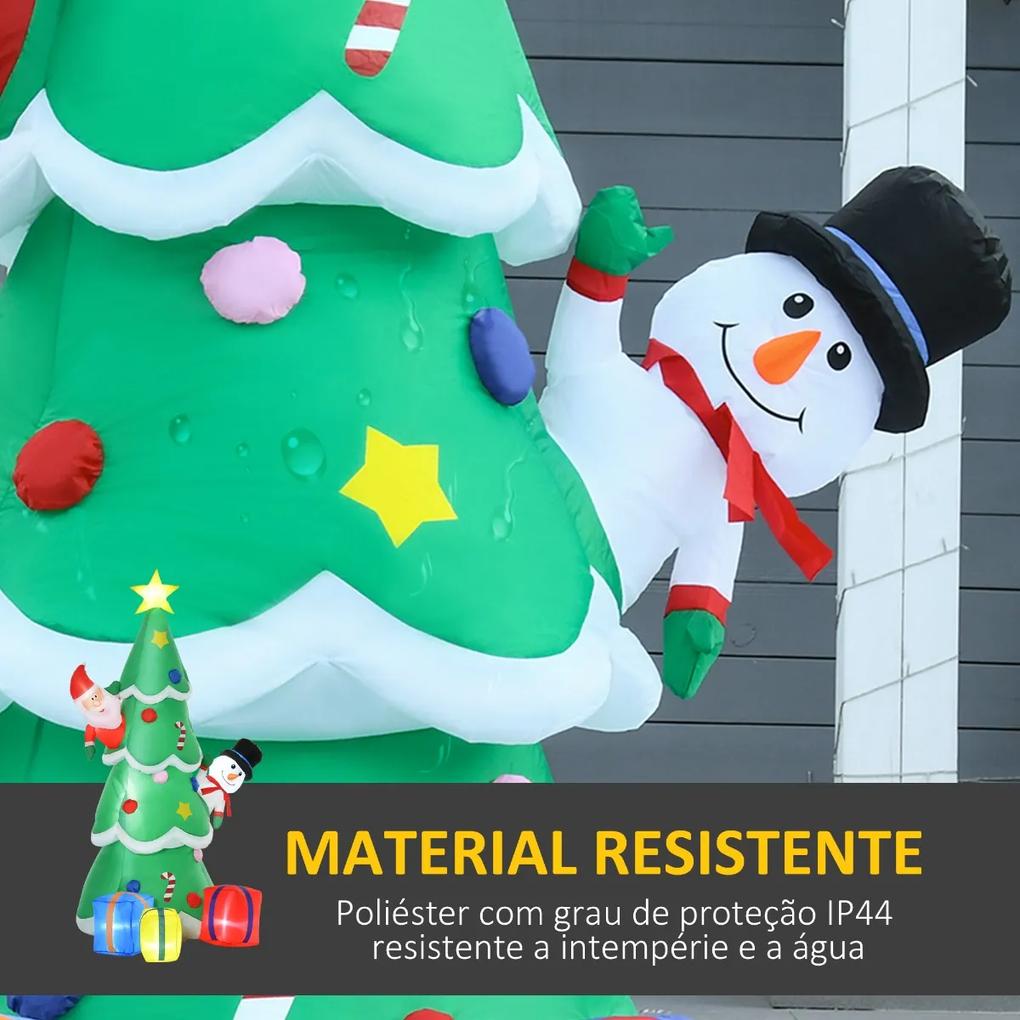 Árvore de Natal Inflável 180cm com Luzes LED Decoração de Papai Noel Boneco de Neve e Presentes com Inflador para Interior e Exterior 115x105x180cm Ve