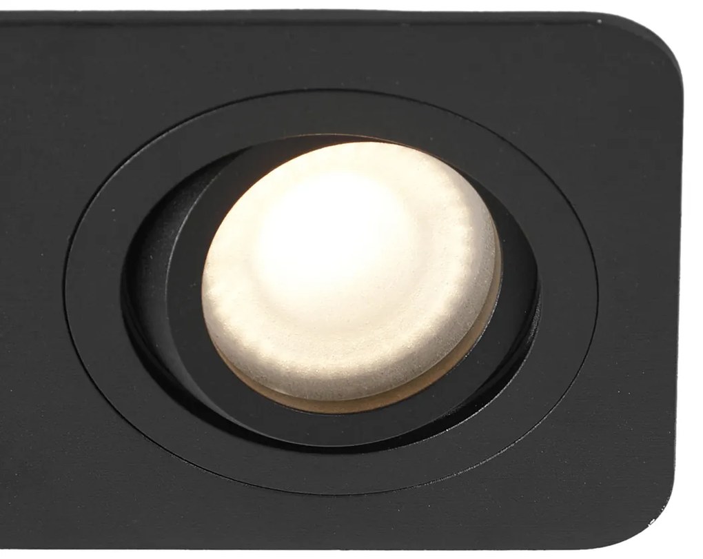 Conjunto de 6 focos embutidos redondos pretos GU10 50mm giratórios e inclináveis IP44 2-Light - Alberto Moderno