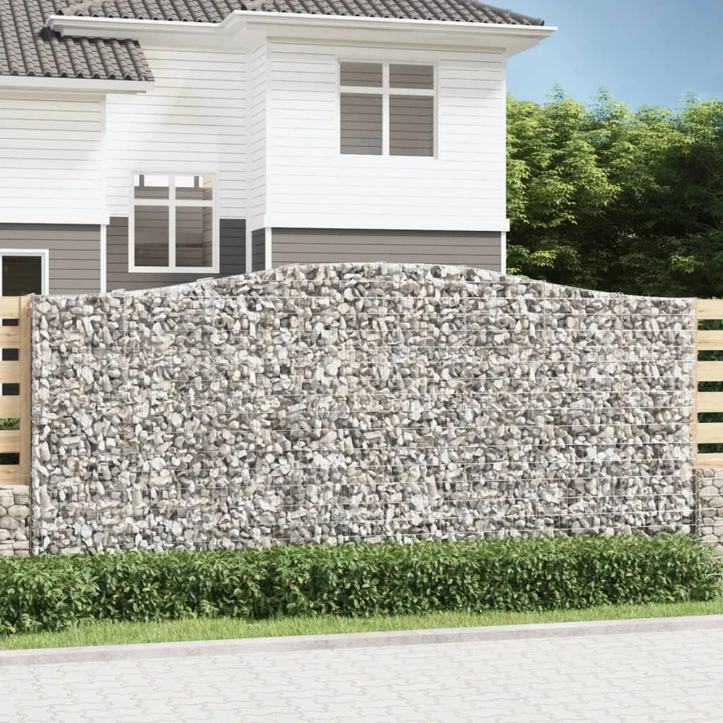 vidaXL Cestos gabião arqueados 3pcs 400x50x180/200cm ferro galvanizado
