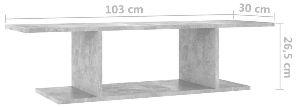 Móvel de TV para parede 103x30x26,5 cm cinzento cimento