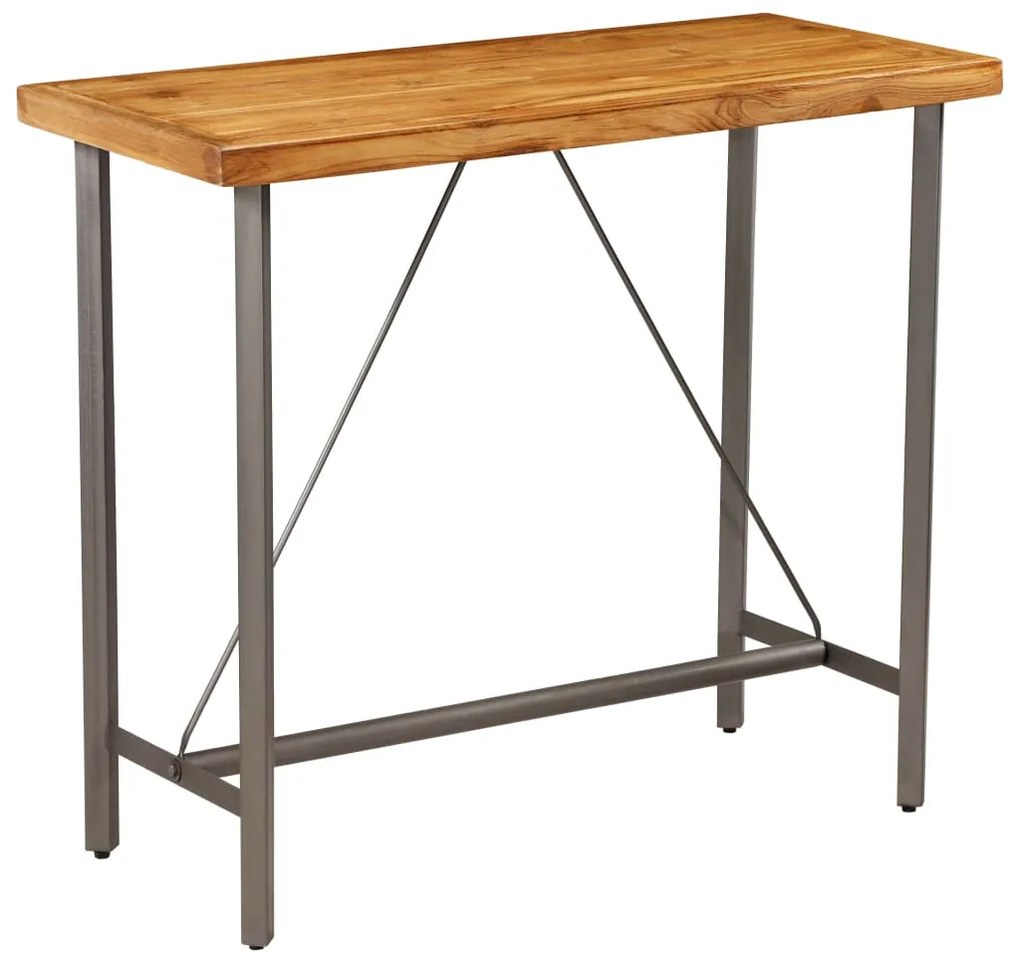 Mesa de bar em madeira de teca recuperada maciça 120x58x106 cm