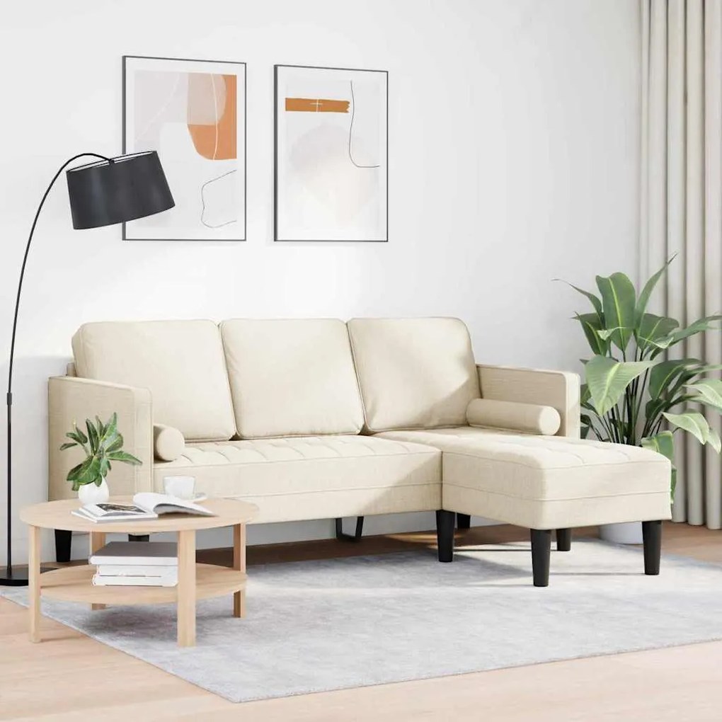 Sofá L-shaped de 3 lugares em Linho 160 cm