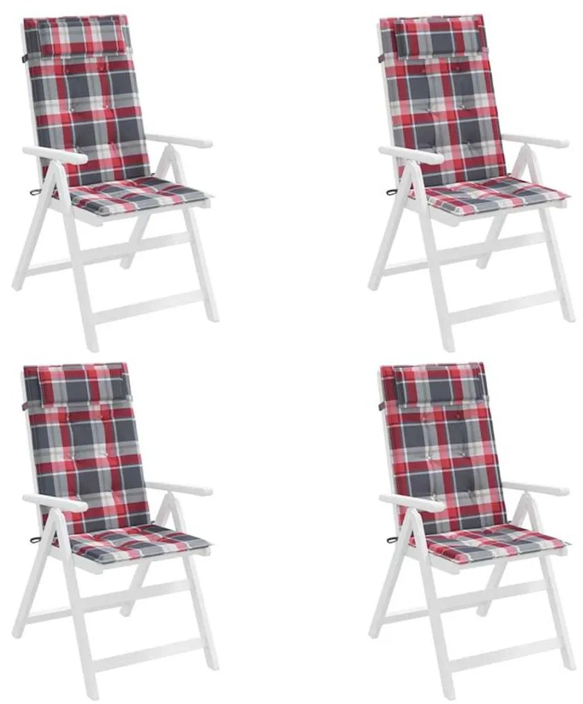 Almofadões p/ cadeira encosto alto 4 pcs oxford xadrez vermelho