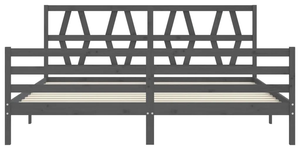 Estrutura de cama com cabeceira 200x200 cm madeira maciça cinza