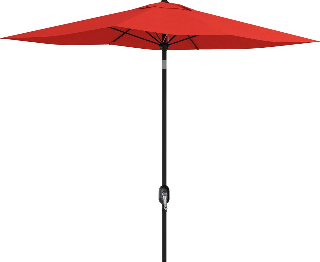 Outsunny Guarda Sol Retangular Inclinável 2x3 m com Manivela Tela Poliéster Impermeável Alta densidade 180g/㎡ Vermelho | Aosom Portugal