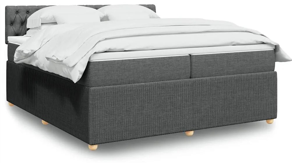 Cama com molas/colchão 200x200 cm tecido cinzento-escuro