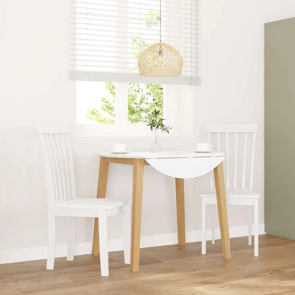 vidaXL Cadeiras de jantar 2 pcs madeira de seringueira maciça branco