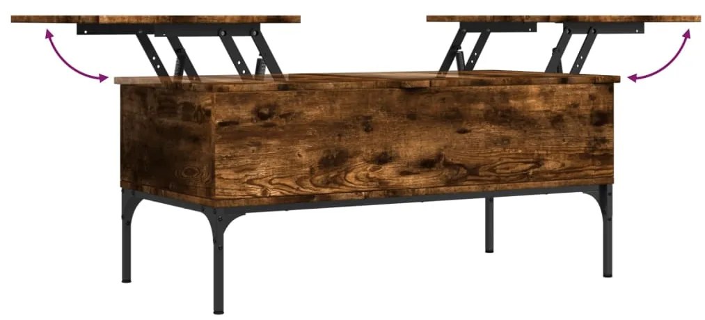 Mesa de centro 100x50x45cm deriv. madeira/metal carvalho fumado