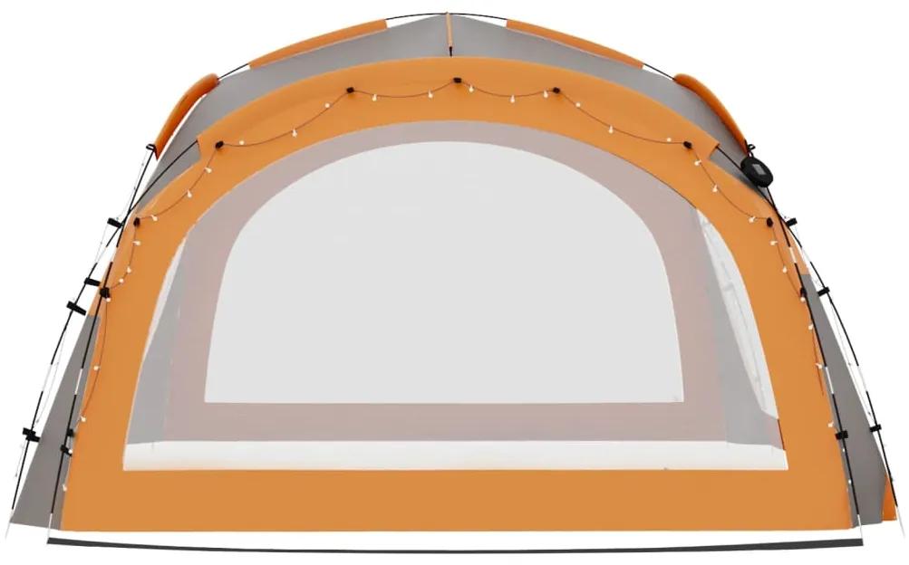 Tenda festas LED 4 paredes laterais 3,6x3,6x2,3 m cinza/laranja