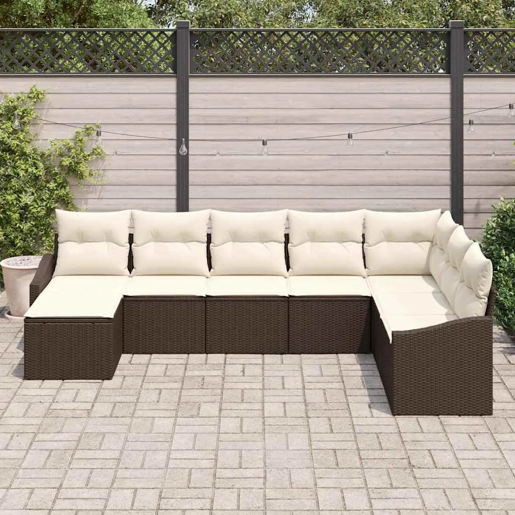 Conjunto de Jantar de Jardim com 8 Peças e Almofadas em Rattan Sintéti