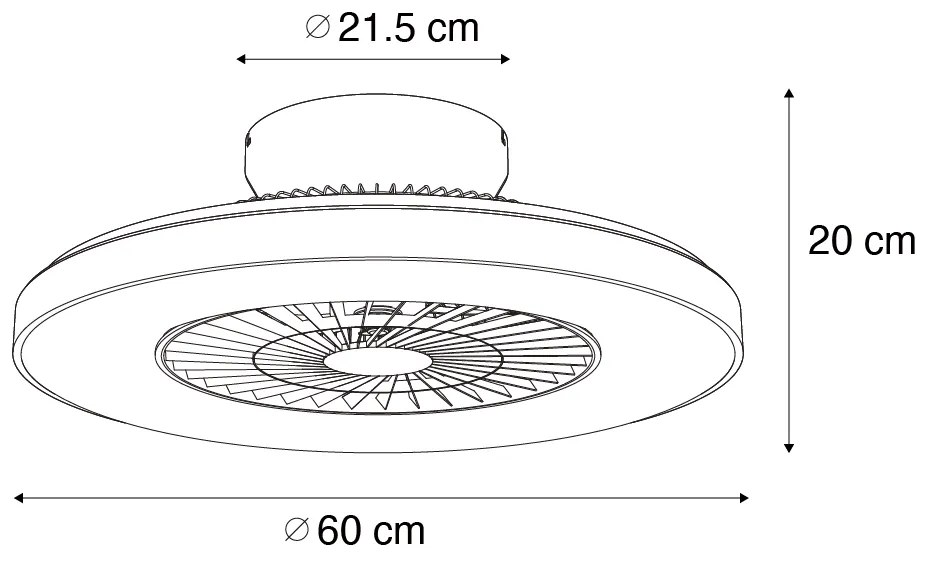 Ventilador de teto prateado com efeito estrela 60cm incl. LED regulável com controle remoto - Climo Design