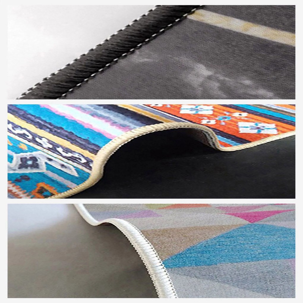 Tapete Eexfab445-Klm – Camel, Laranja, Vermelho Telha, Azul – 80x150 c