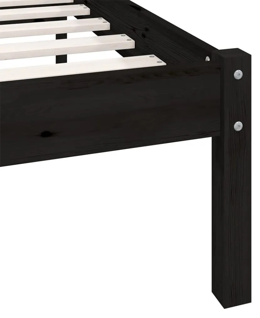 Estrutura de cama solteiro 90x190 cm pinho maciço preto