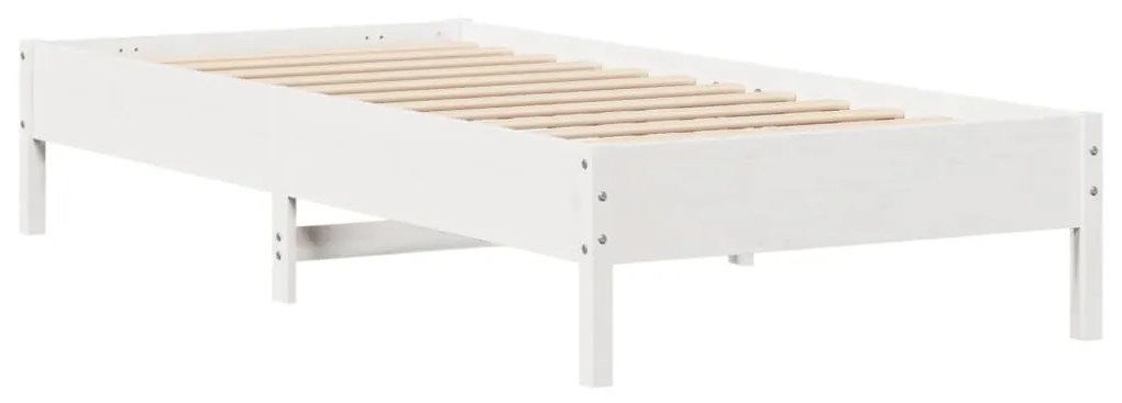 Cama com estante sem colchão 90x200 cm pinho maciço branco