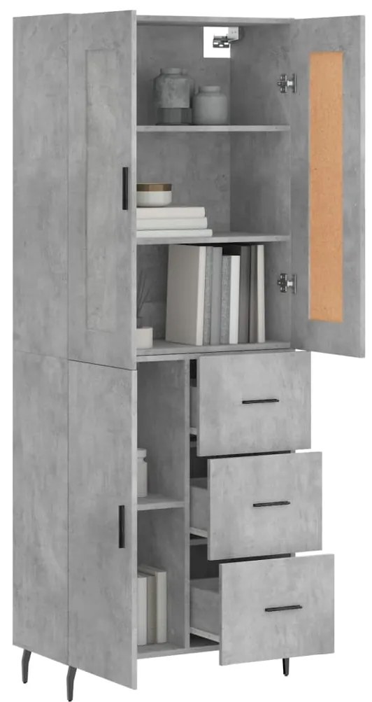 Armário alto 69,5x34x180 cm derivados de madeira cinza cimento