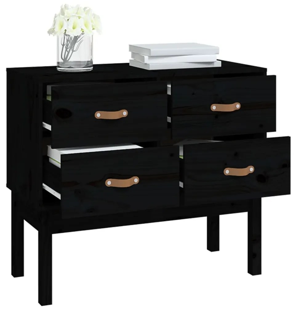Mesa consola 90x40x78 cm madeira de pinho maciça preto
