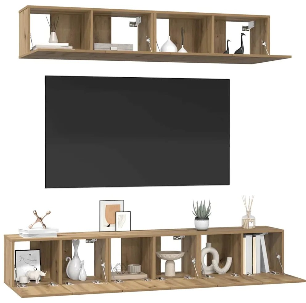 Conjunto de Estantes para TV 5 pcs carvalho artisiano