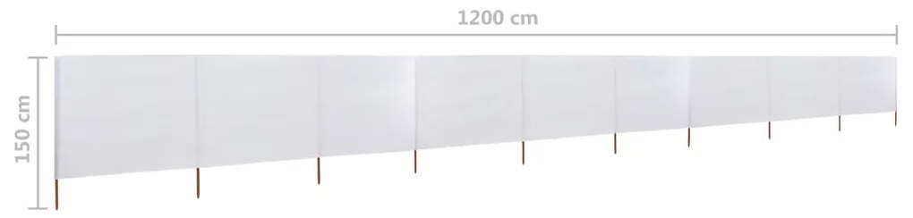 Para-vento com 9 painéis em tecido 1200x120 cm cor areia branca